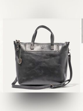 Will Leather Goods Black Leather Convertible Messenger Satchel